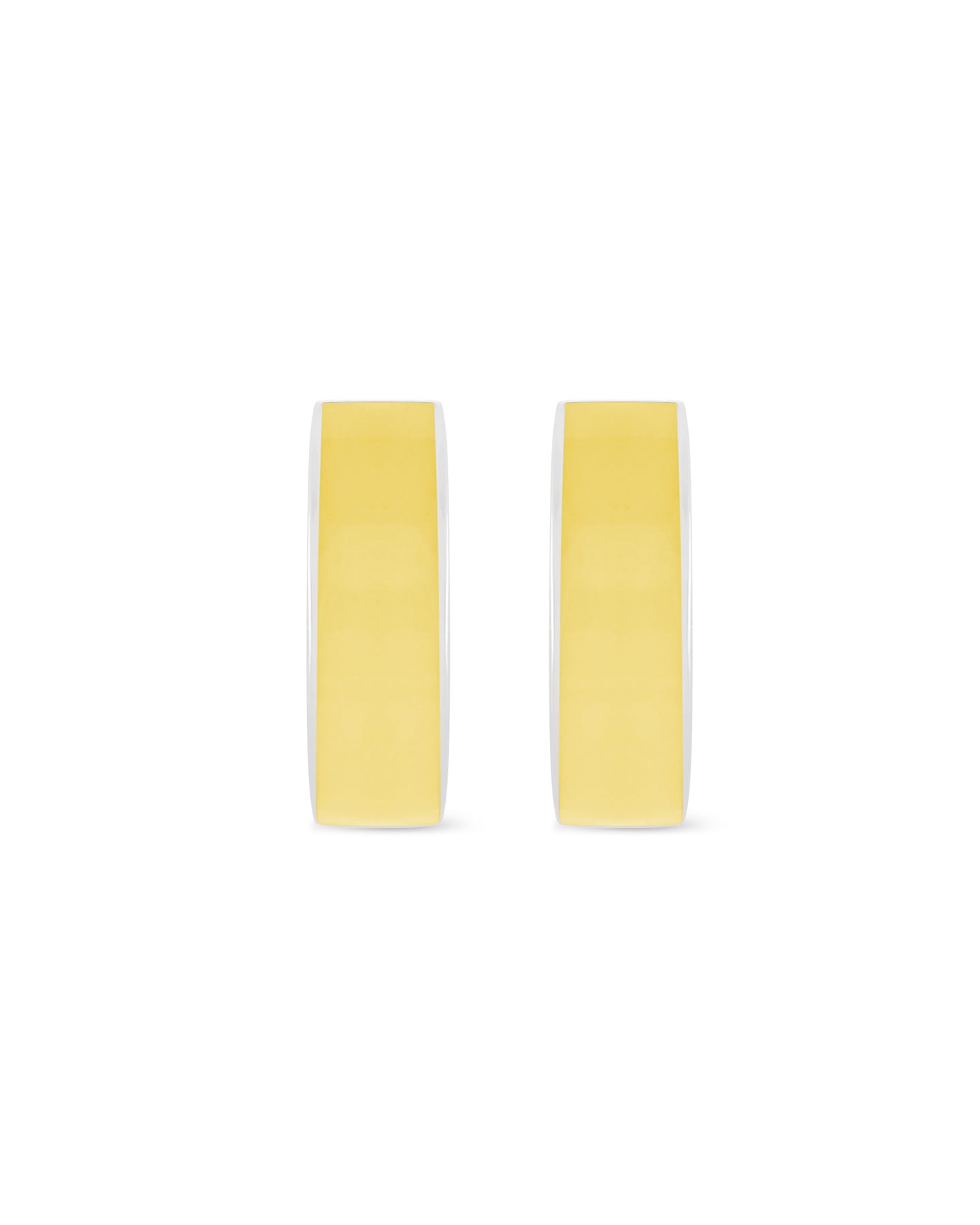 Love Links Enamel Earrings - Yellow on Silver